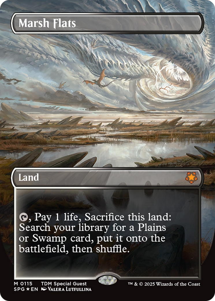 Marsh Flats (Borderless) (Dragonscale Foil) [Tarkir: Dragonstorm Special Guests] | Clutch Gaming