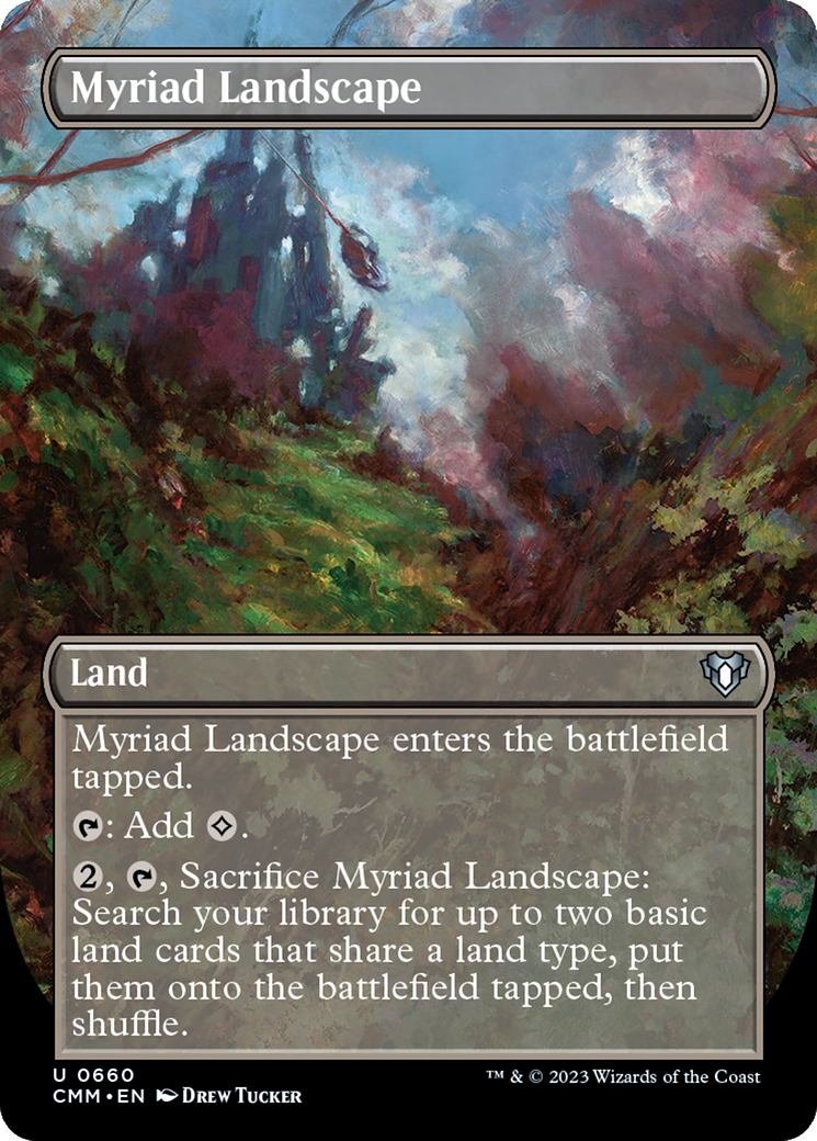 Myriad Landscape (Borderless Alternate Art) [Commander Masters] | Clutch Gaming