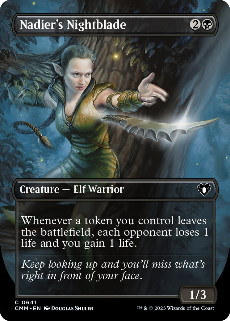 Nadier's Nightblade (Borderless Alternate Art) [Commander Masters] | Clutch Gaming