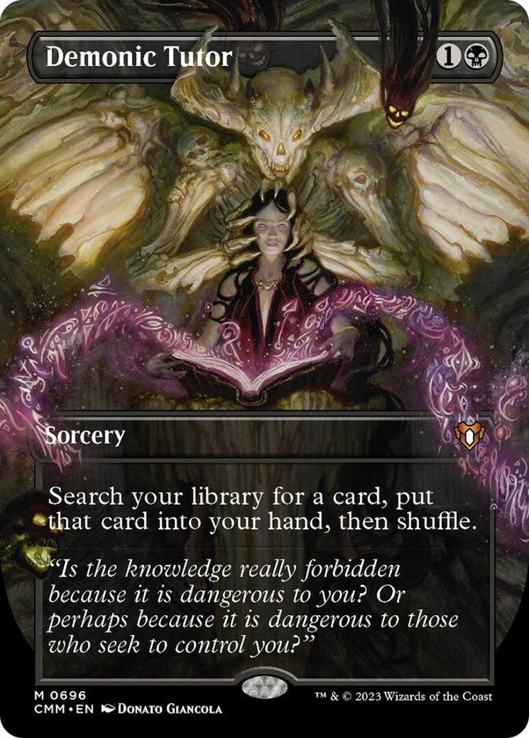 Demonic Tutor (Borderless Alternate Art) [Commander Masters] | Clutch Gaming