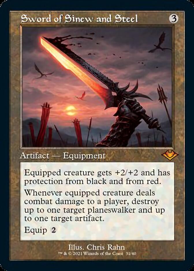 Sword of Sinew and Steel (Retro Foil Etched) [Modern Horizons] | Clutch Gaming