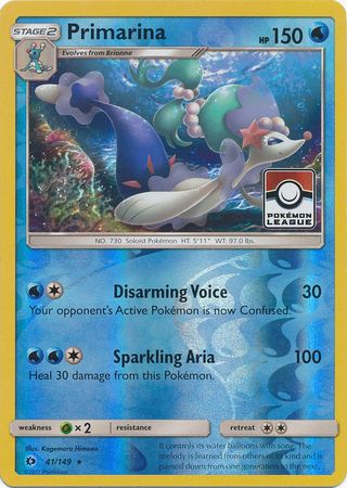 Primarina (41/149) (League Promo) [Sun & Moon: Base Set] | Clutch Gaming