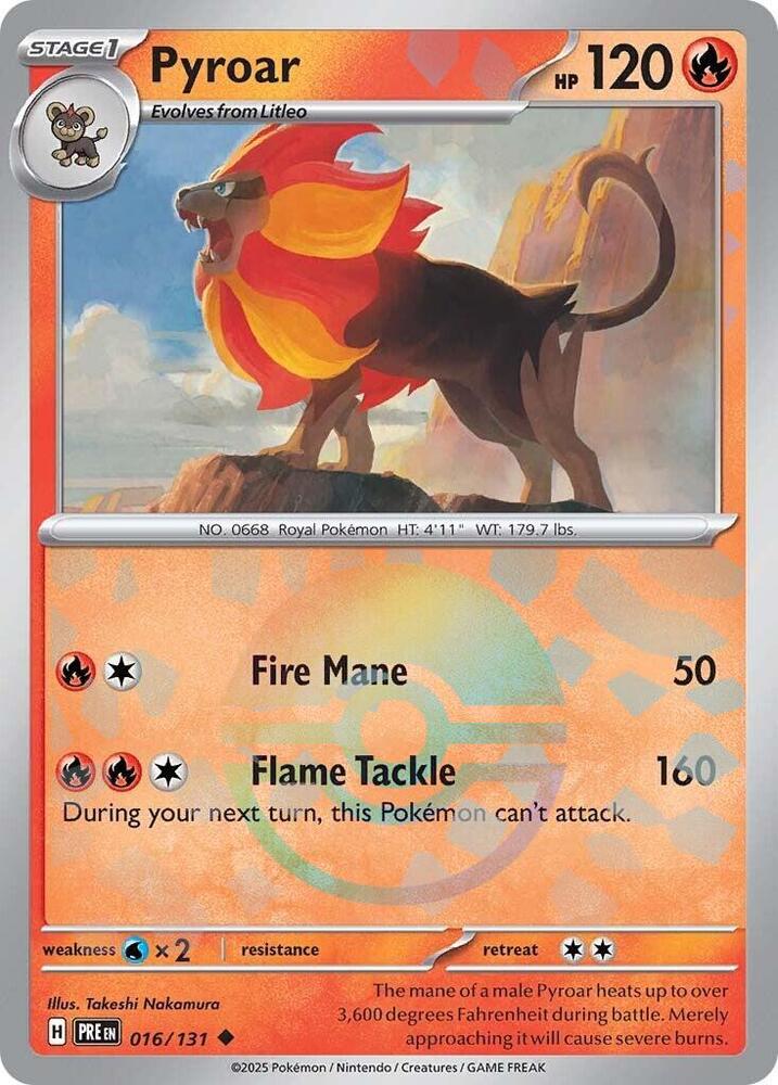 Pyroar (016/131) (Poke Ball Pattern) [Scarlet & Violet: Prismatic Evolutions] | Clutch Gaming