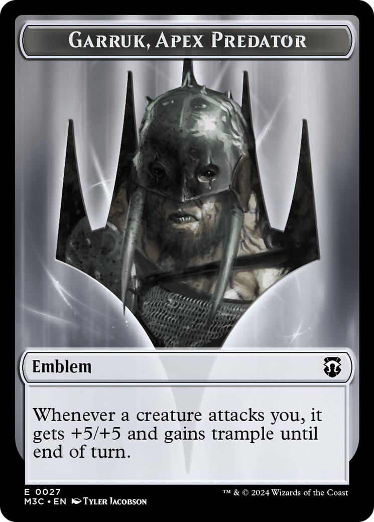 Garruk, Apex Predator Emblem // Saproling Double-Sided Token [Modern Horizons 3 Commander Tokens] | Clutch Gaming