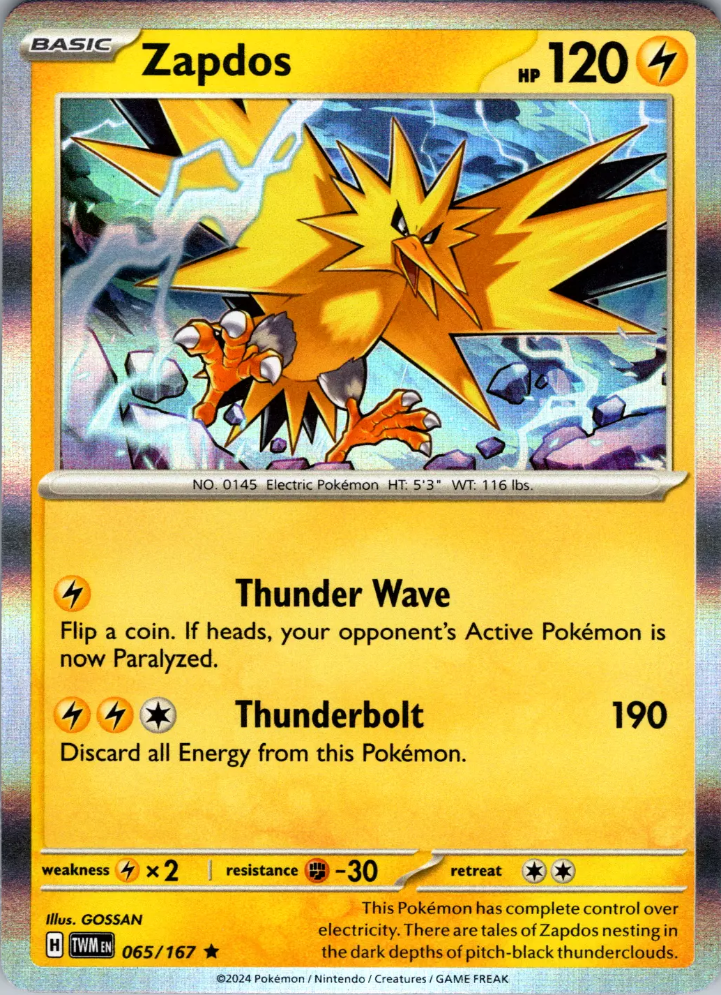 Zapdos (065/167) [Scarlet & Violet: Twilight Masquerade] | Clutch Gaming