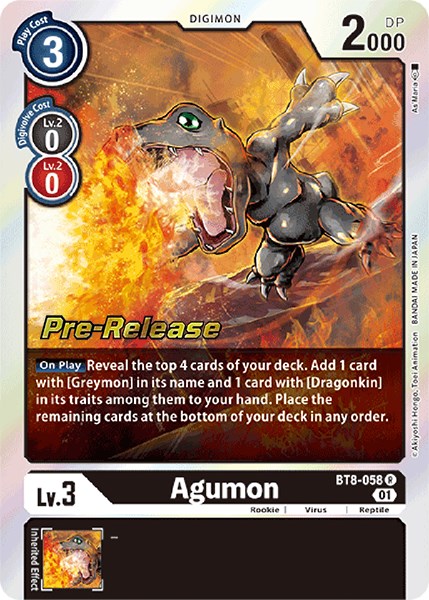 Agumon [BT8-058] [New Awakening Pre-Release Cards] | Clutch Gaming