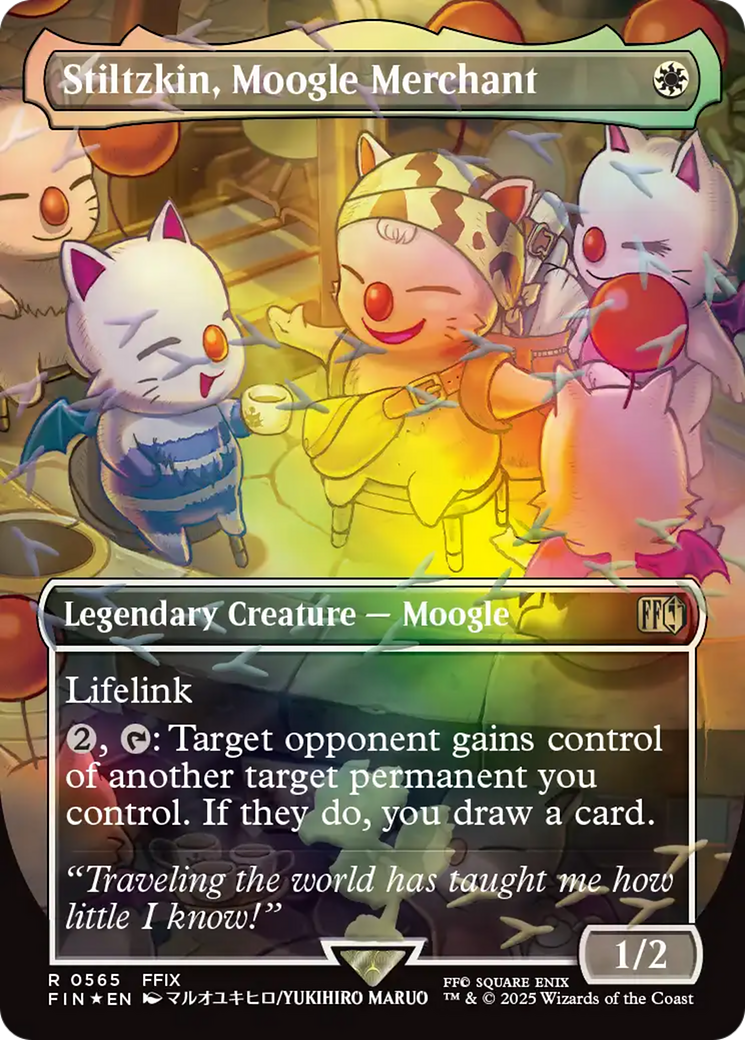Stiltzkin, Moogle Merchant (Borderless) (Chocobo Track Foil) [FINAL FANTASY] | Clutch Gaming