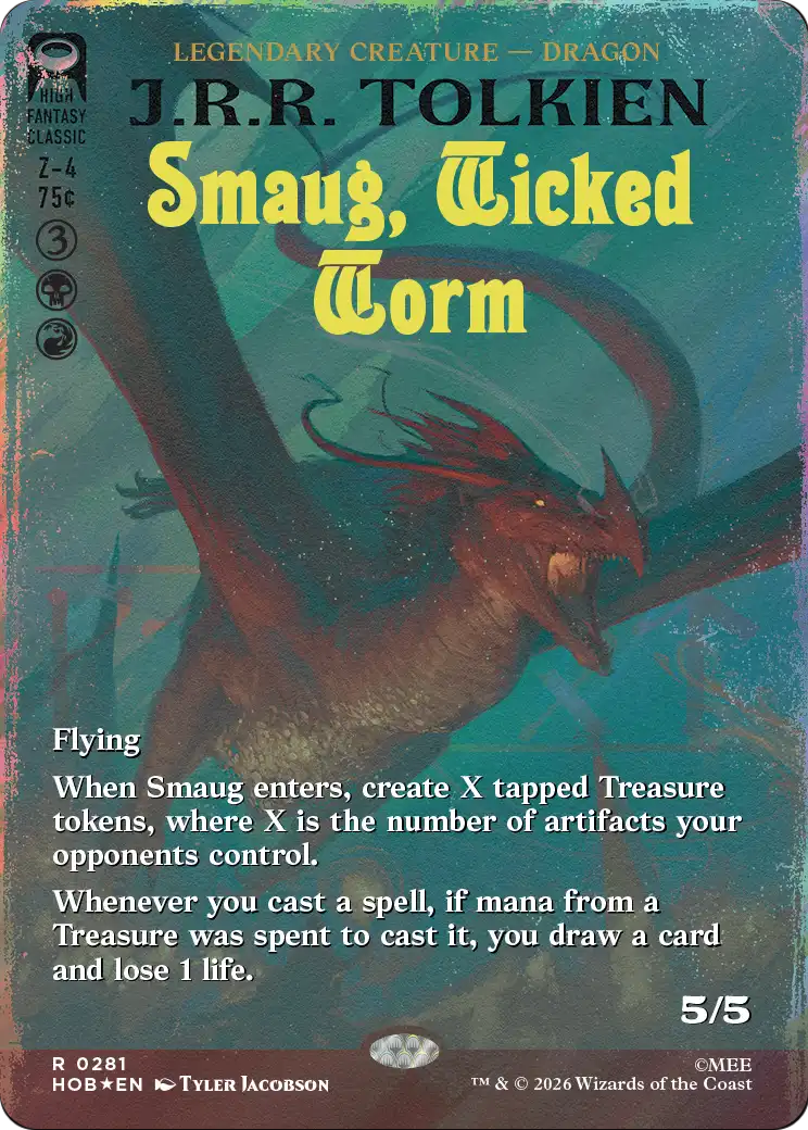 Smaug, Wicked Worm (Borderless) (Surge Foil) [The Hobbit] | Clutch Gaming