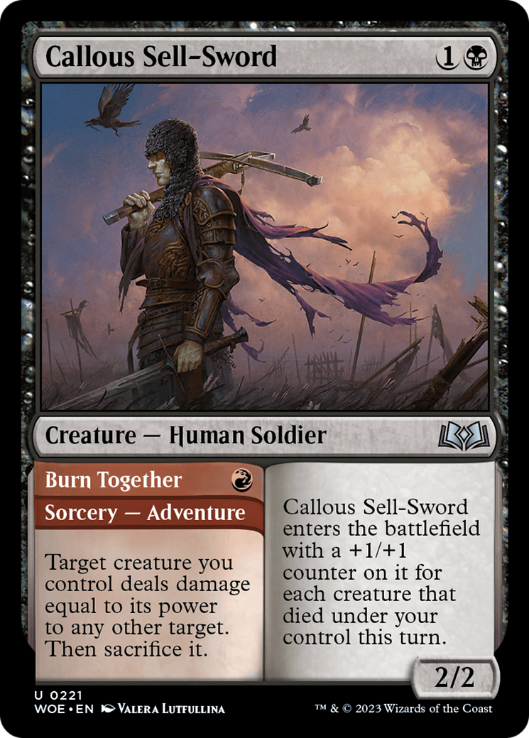 Callous Sell-Sword // Burn Together [Wilds of Eldraine] | Clutch Gaming