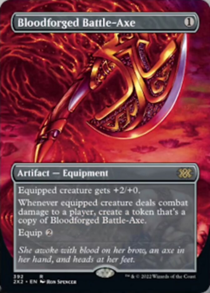 Bloodforged Battle-Axe (Borderless Alternate Art) [Double Masters 2022] | Clutch Gaming