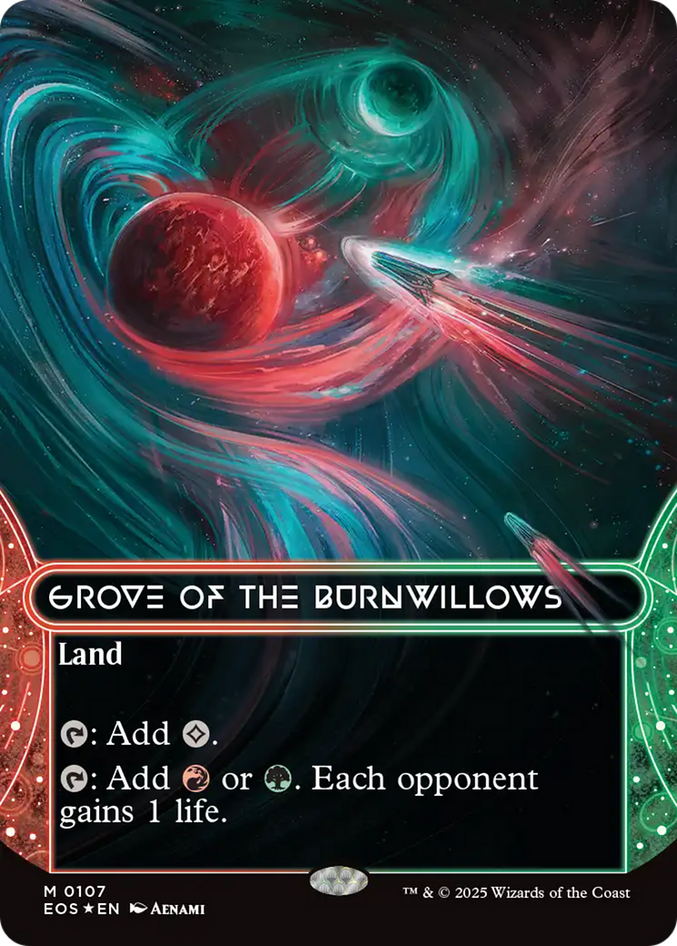 Grove of the Burnwillows (0107) (Borderless) (Galaxy Foil) [Edge of Eternities: Stellar Sights] | Clutch Gaming