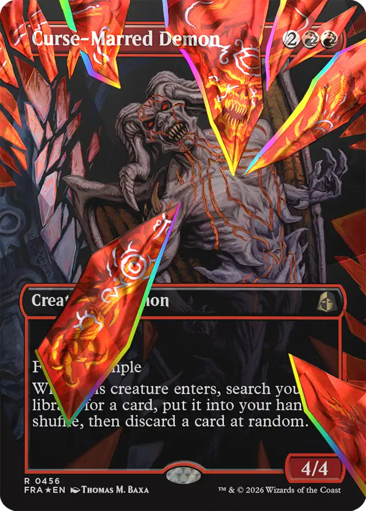 Curse-Marred Demon (Borderless) (Facet Foil) [Reality Fracture] | Clutch Gaming