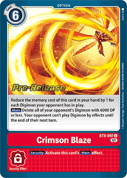 Crimson Blaze [BT8-097] [New Awakening Pre-Release Cards] | Clutch Gaming