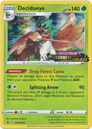 Decidueye (SWSH035) (Staff Prerelease Promo) [Sword & Shield: Black Star Promos] | Clutch Gaming