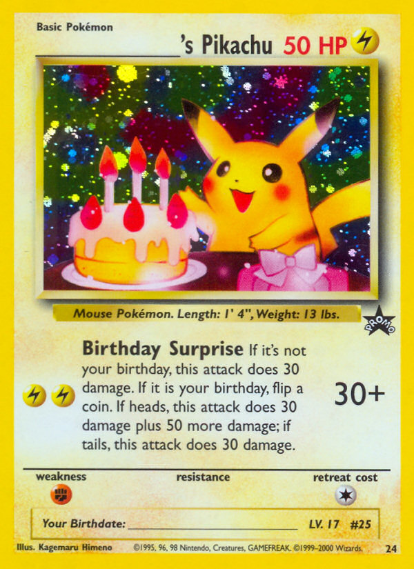 _____'s Pikachu (24) (Birthday Pikachu) [Wizards of the Coast: Black Star Promos] | Clutch Gaming