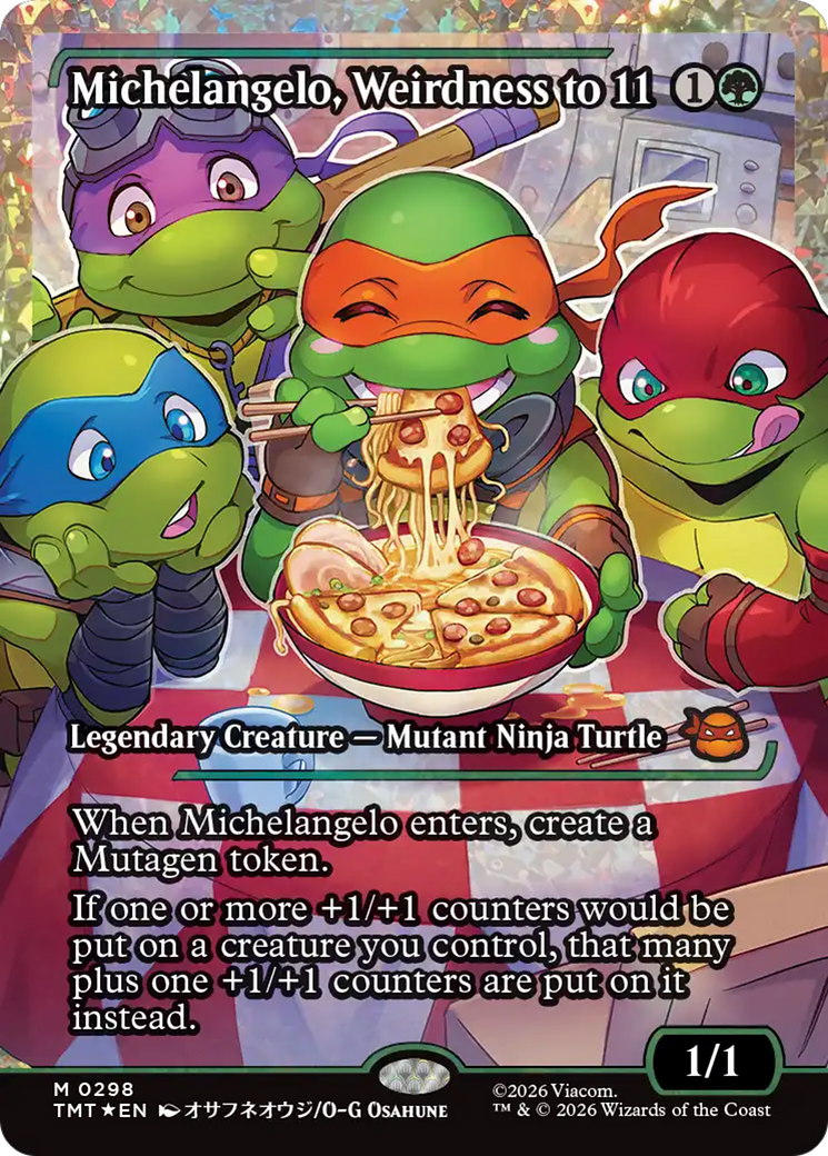 Michelangelo, Weirdness to 11 (Showcase) (Fracture Foil) [Teenage Mutant Ninja Turtles] | Clutch Gaming