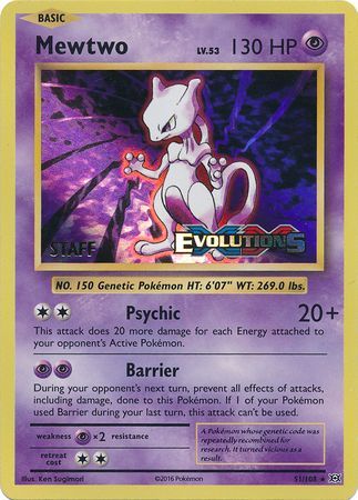 Mewtwo (51/108) (XY Evolutions Staff Prerelease) [XY: Black Star Promos] | Clutch Gaming