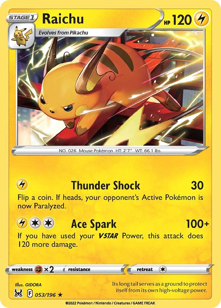 Raichu (053/196) [Sword & Shield: Lost Origin] | Clutch Gaming