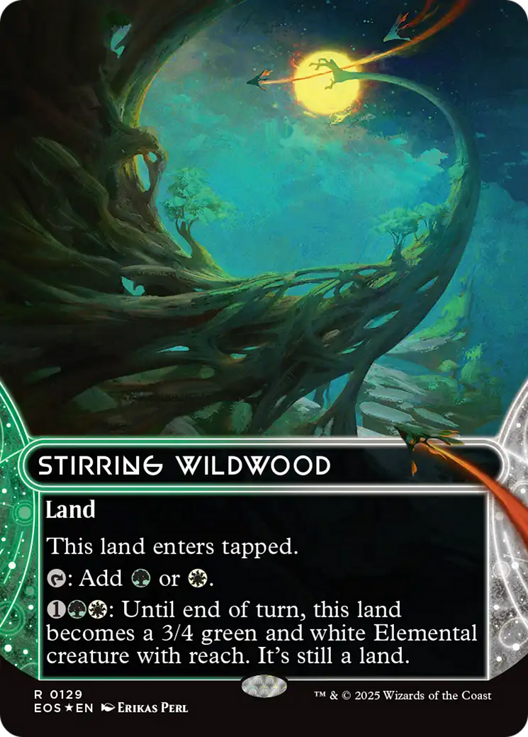 Stirring Wildwood (0129) (Borderless) (Galaxy Foil) [Edge of Eternities: Stellar Sights] | Clutch Gaming
