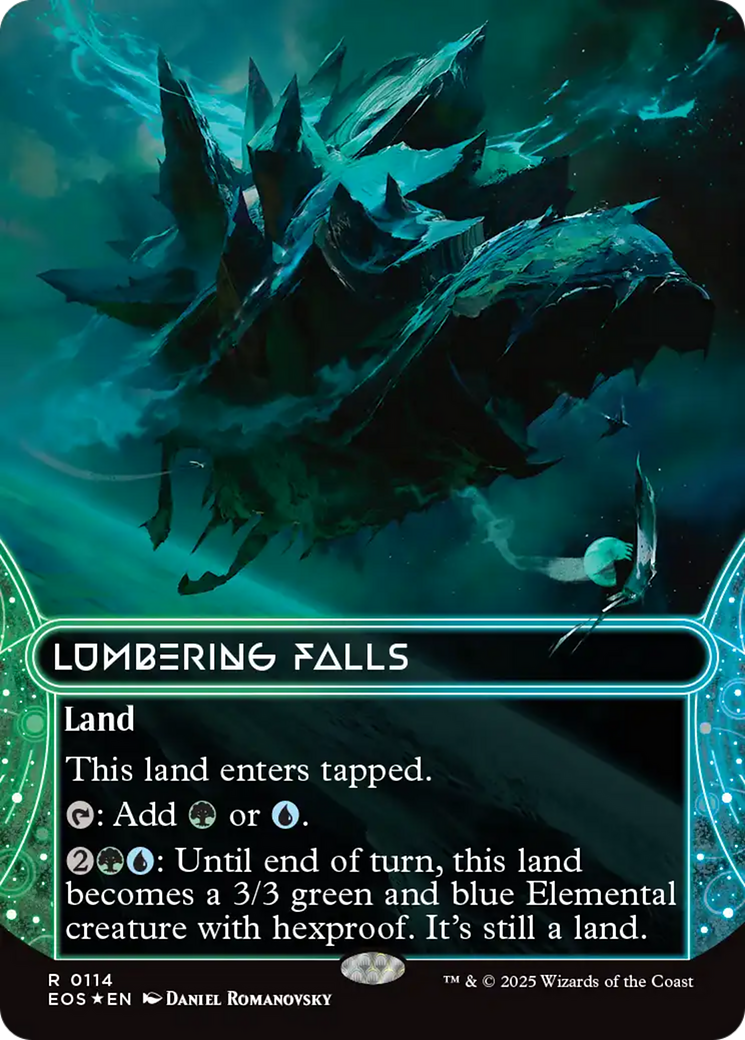 Lumbering Falls (0114) (Borderless) (Galaxy Foil) [Edge of Eternities: Stellar Sights] | Clutch Gaming