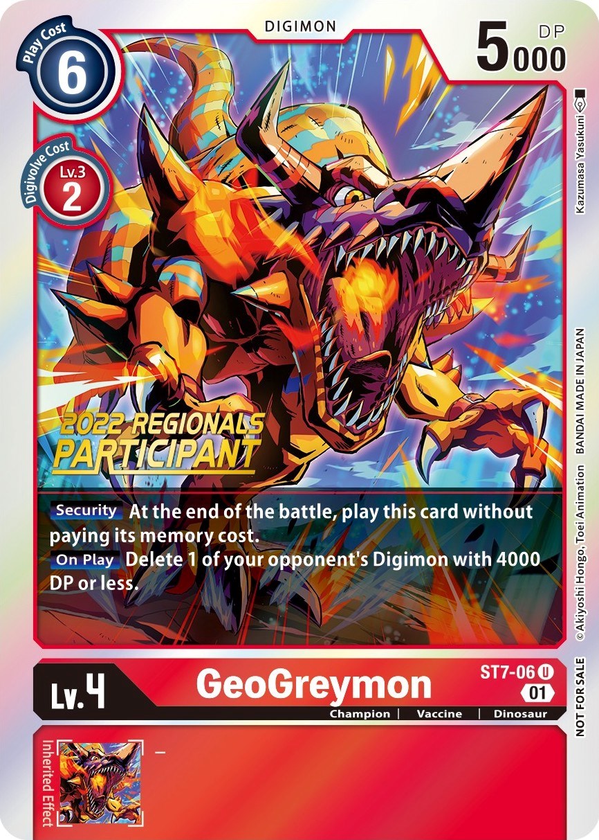 GeoGreymon [ST7-06] (2022 Championship Offline Regional) (Online Participant) [Starter Deck: Gallantmon Promos] | Clutch Gaming