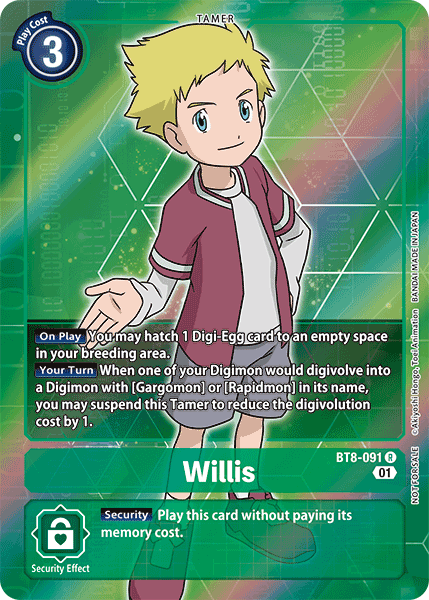 Willis [BT8-091] (Alternative Art - Box Topper) [New Awakening] | Clutch Gaming