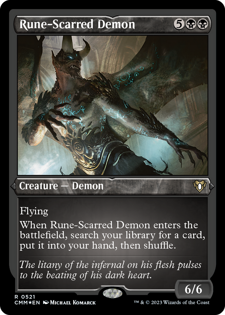 Rune-Scarred Demon (Foil Etched) [Commander Masters] | Clutch Gaming