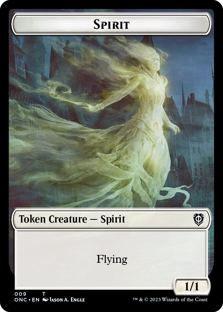 Human // Spirit Double-Sided Token [Phyrexia: All Will Be One Commander Tokens] | Clutch Gaming