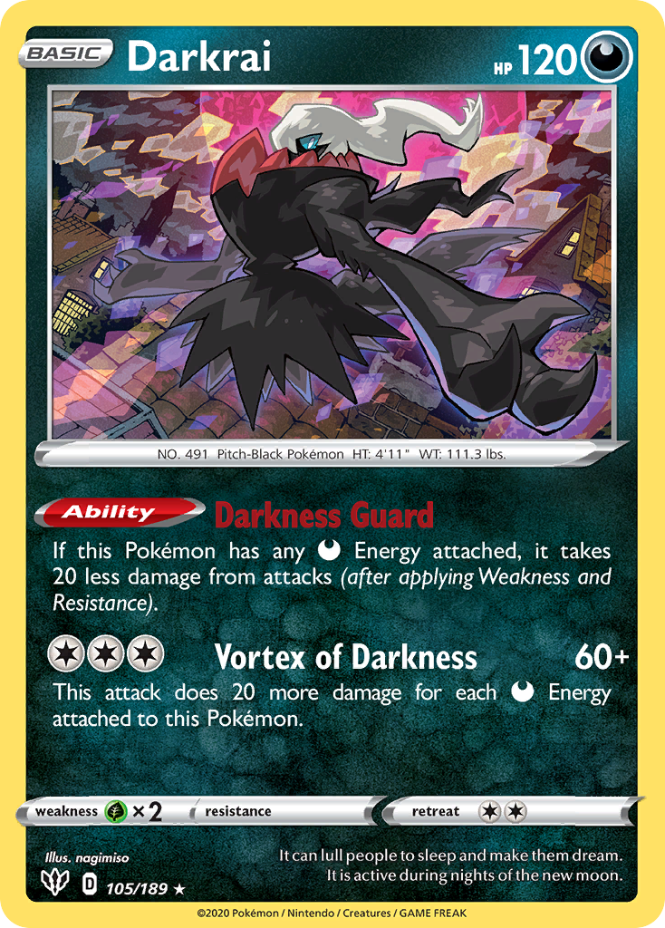 Darkrai (105/189) (Cosmos Holo) [Sword & Shield: Darkness Ablaze] | Clutch Gaming