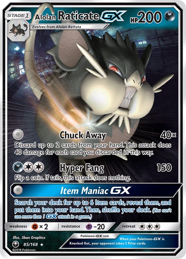 Alolan Raticate GX (85/168) [Sun & Moon: Celestial Storm] | Clutch Gaming