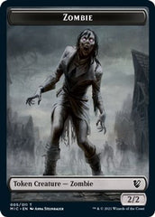 Zombie // Zombie Double-Sided Token (005 MIC/005 MID) [Innistrad: Midnight Hunt Commander Tokens] | Clutch Gaming