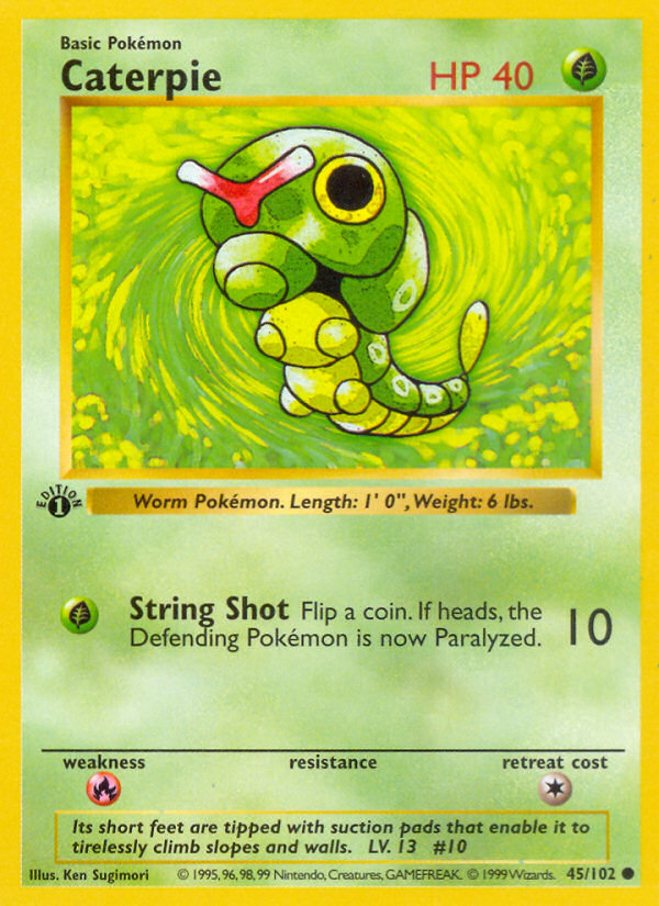 Caterpie (45/102) (Shadowless) [Base Set 1st Edition] | Clutch Gaming