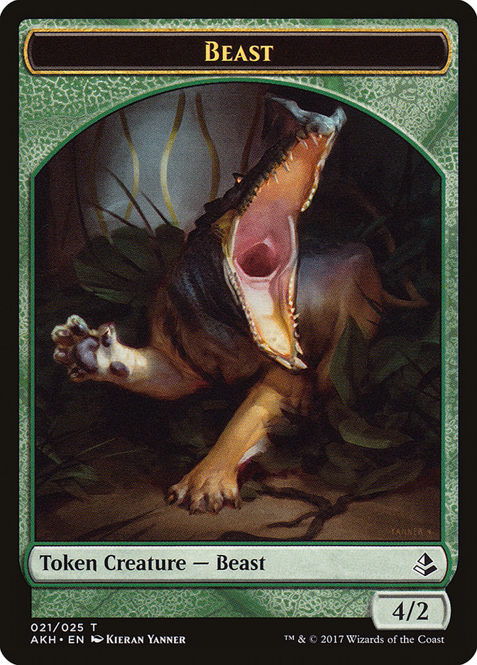 Oketra's Attendant // Beast Double-Sided Token [Amonkhet Tokens] | Clutch Gaming