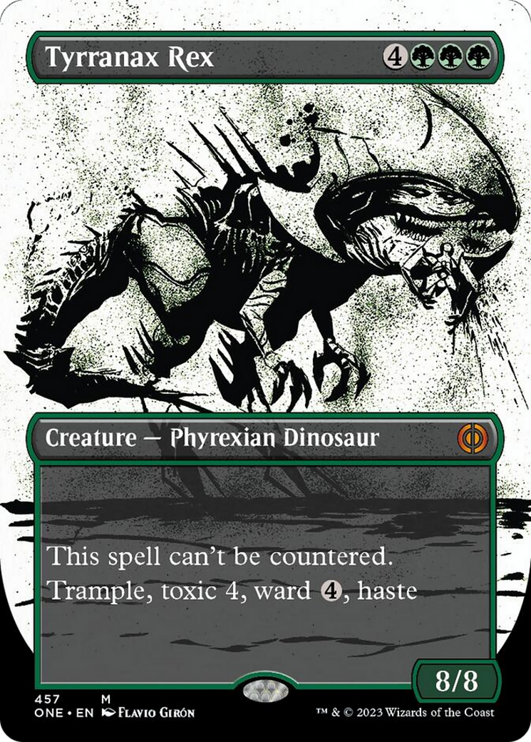 Tyrranax Rex (Borderless Ichor Step-and-Compleat Foil) [Phyrexia: All Will Be One] | Clutch Gaming