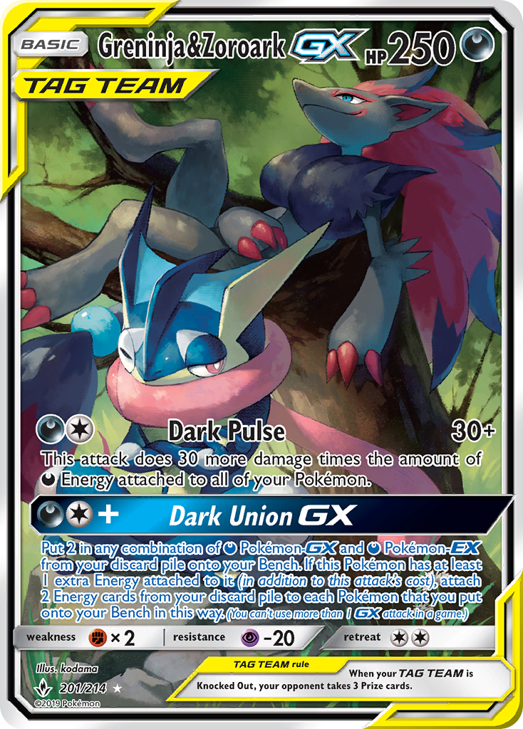 Greninja & Zoroark GX (201/214) [Sun & Moon: Unbroken Bonds] | Clutch Gaming