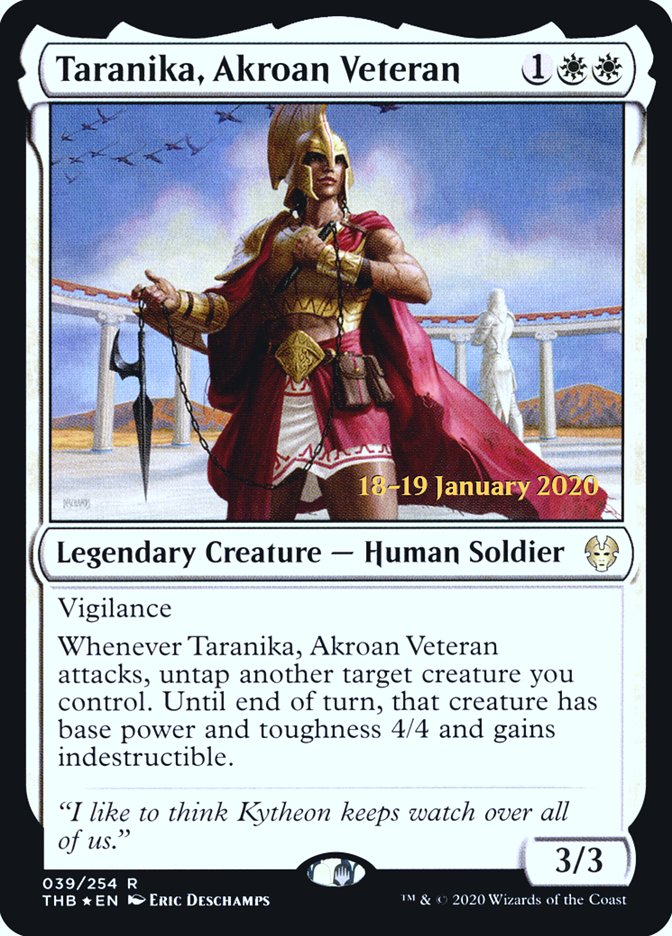 Taranika, Akroan Veteran [Theros Beyond Death Prerelease Promos] | Clutch Gaming