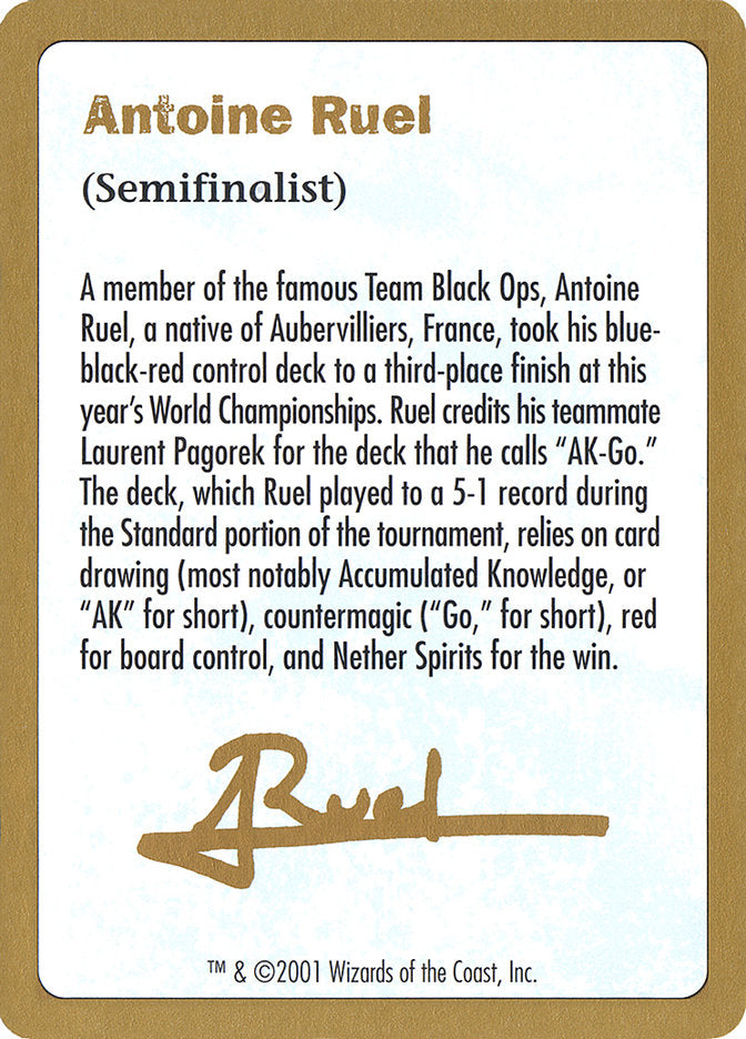 Antoine Ruel Bio [World Championship Decks 2001] | Clutch Gaming