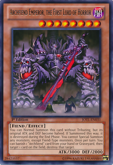 Archfiend Emperor, the First Lord of Horror [JOTL-EN031] Rare | Clutch Gaming