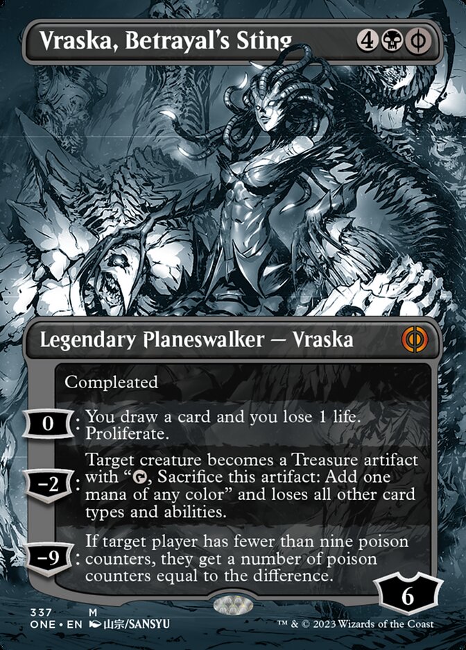 Vraska, Betrayal's Sting (Borderless Manga) [Phyrexia: All Will Be One] | Clutch Gaming