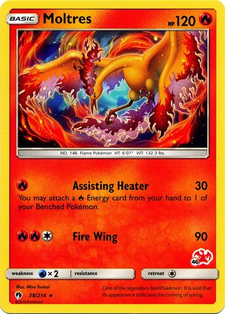 Moltres (38/214) (Charizard Stamp #46) [Battle Academy 2020] | Clutch Gaming