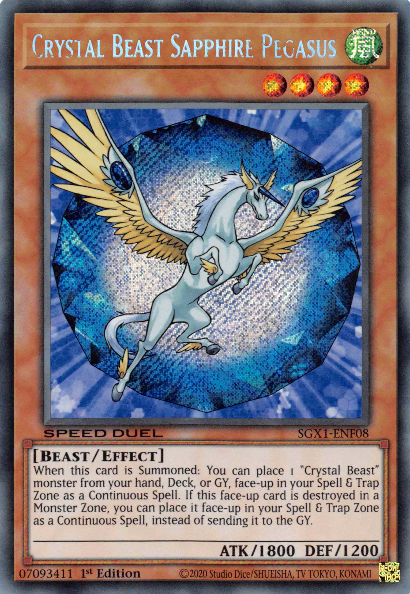 Crystal Beast Sapphire Pegasus [SGX1-ENF08] Secret Rare | Clutch Gaming