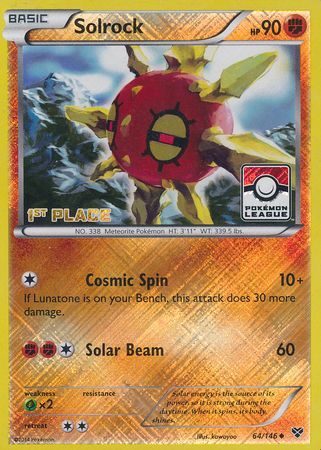 Solrock (64/146) (1st Place League Challenge Promo) [XY: Base Set] | Clutch Gaming