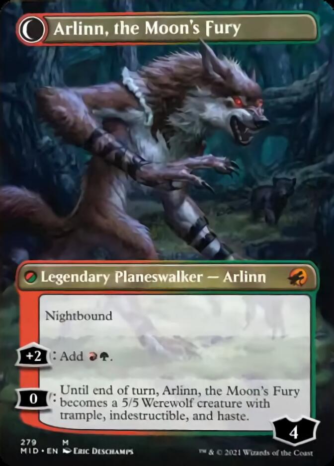 Arlinn, the Pack's Hope // Arlinn, the Moon's Fury (Borderless) [Innistrad: Midnight Hunt] | Clutch Gaming