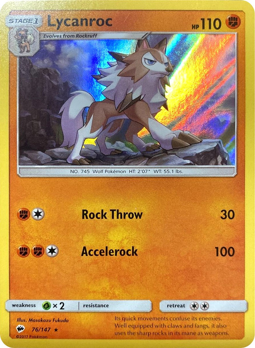 Lycanroc (76/147) (Water Web Holo) [Sun & Moon: Burning Shadows] | Clutch Gaming