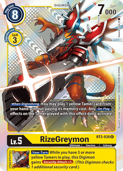 RizeGreymon [BT2-038] (Premium Pack) [Release Special Booster Ver.1.5] | Clutch Gaming