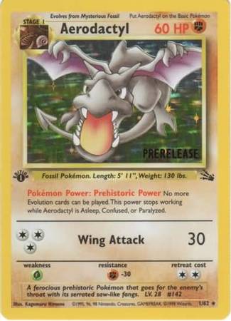 Aerodactyl (1/62) (Prerelease Promo) [Fossil 1st Edition] | Clutch Gaming