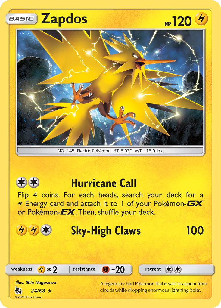 Zapdos (24/68) [Sun & Moon: Hidden Fates] | Clutch Gaming