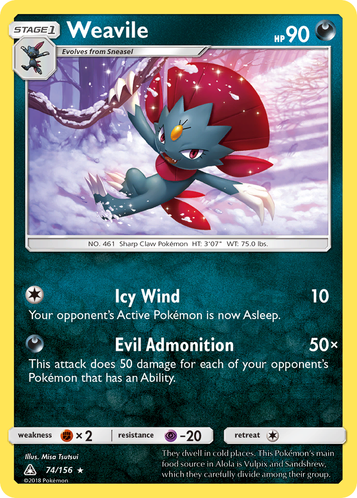 Weavile (74/156) [Sun & Moon: Ultra Prism] | Clutch Gaming