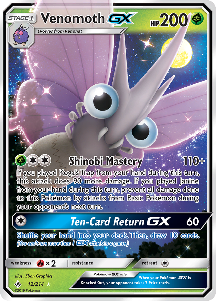 Venomoth GX (12/214) [Sun & Moon: Unbroken Bonds] | Clutch Gaming