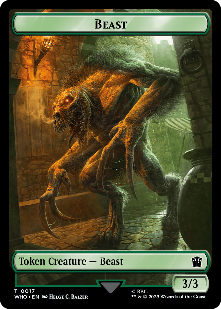 Soldier // Beast Double-Sided Token [Doctor Who Tokens] | Clutch Gaming